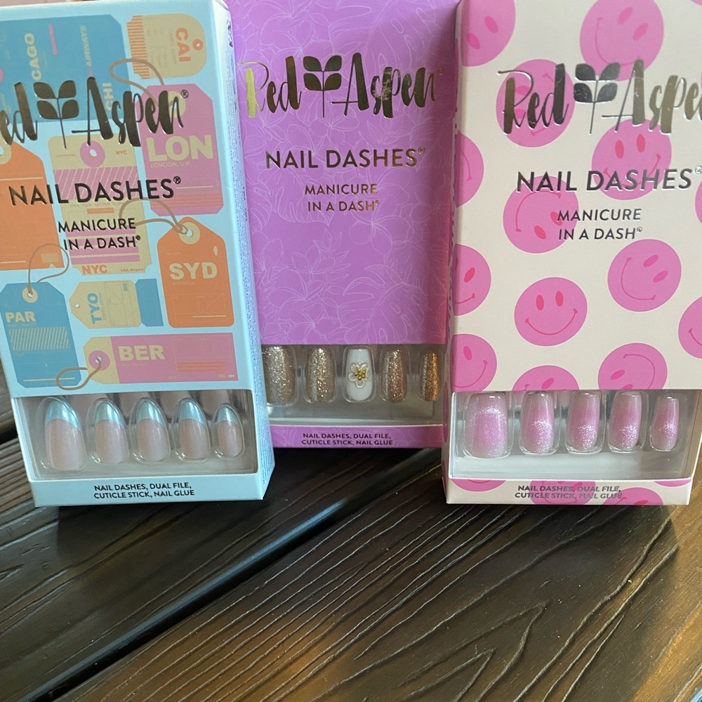 Nail Dashes, medium length, 3 sets. Brand new in boxes.